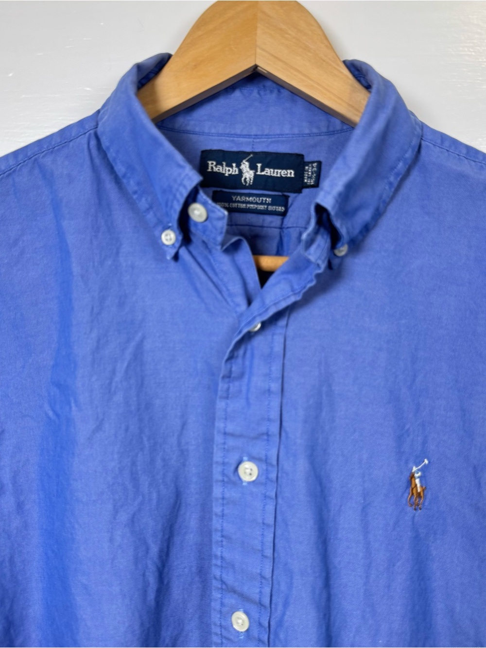 Ralph Lauren Yarmouth Blue Pinpoint Oxford Shirt 100% Cotton Men's 15.5 / 34